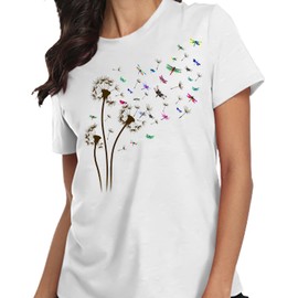 Dandelion Shirts for Women Dragonfly Tee Shirt Womens Wildflower Tops Cute Dragonfly T-Shirt Life Tee