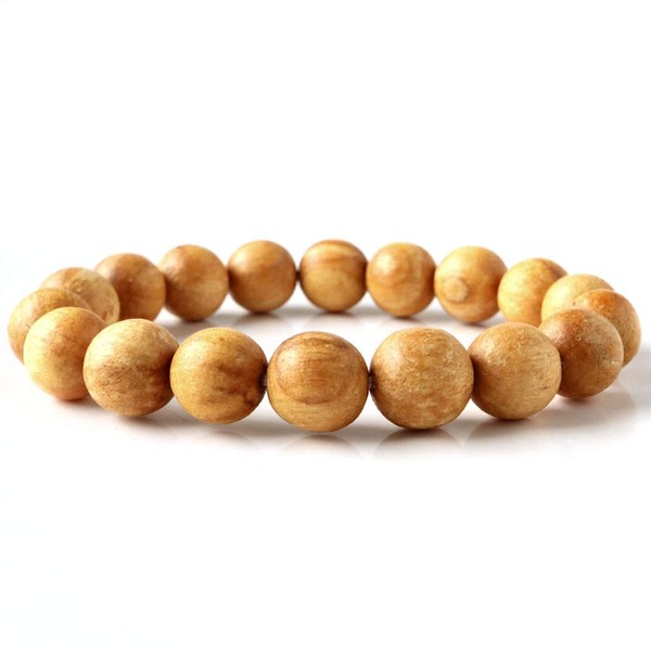 Gold Stone Palo Santo Bracelet, 0.5 inch (12 mm), Peru,