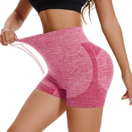 Sports Fitness Butt-Lifting Shorts Jumpsuit High XL/Pink 10ea