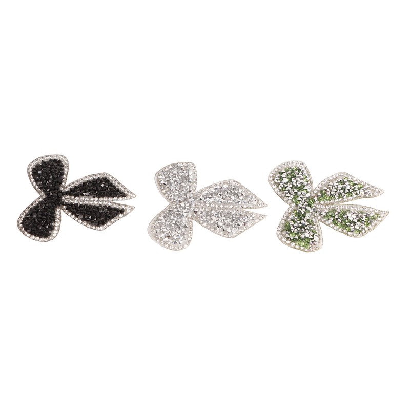 18pcs Bow Knot Rhinestones Patches Silver Black Green Exquisite Iron