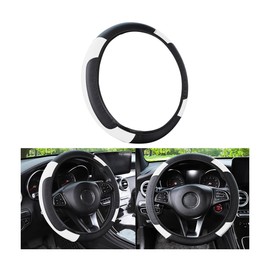 AUCELI Elastic Car Steering Wheel Cover, Stretch Anti-Slip Vehicle Steer Wheel Protector, Breathable Steer Wheel Protective Guard Fit for 14.5-15 Inches, Universal Automotive Accessories (White)