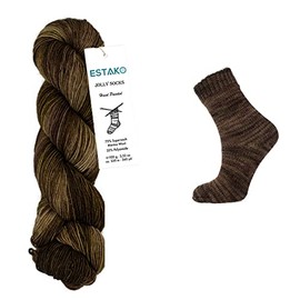 Estako Jolly Socks Hand Painted Yarn 75% Superwash Merino Wool and 25% Polyamide (Fine/Sport 2 Weight) / 3.52 Oz - 100 gr / 360 Yard - 330 mt (7262 - Dark Earth)