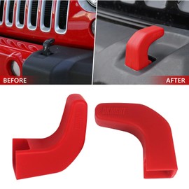 DKMGHT Factory Bumper Tow Hook Covers (Upgrade) for Jeep Wrangler JK JL Gladiator TJ, Red Protector Accessories 2007-2022