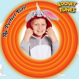 LOONEY TUNES Fleece Onesie for Kids Bugs Bunny Hooded Onesie for Kids Teenagers 7-15 Years Taz Kids PJs Loungewear (Grey Bugs Bunny, 9-10 Years)