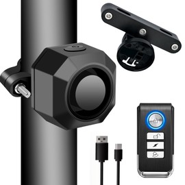 Bike Alarm with Remote USB Rechargeable, NineLeaf Rechargeable Alarm for Bike, Ebike Alarm Anti Theft USB with Bike Cargo Rack Seatpost Mount Holder IP65 Waterproof 110dB Loud Vibration Motion Sensor