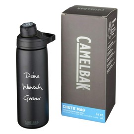 Schmalz CamelBak® Sports Bottle Chute MAG 600 ml Vacuum Insulated Copper Stainless Steel Insulated Flask with Copper Insulation Leak-Proof, with engraving, Black , 234 x 72x 95 mm