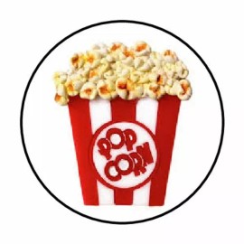 handmade 48 POPCORN PARTY ENVELOPE SEALS LABELS STICKERS 1.2" ROUND