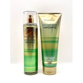 Bath and Body Work Coconut Lime Verbena Gift Set, Fine Fragrance Mist 8 FL OZ, Ultimate Hydration Body Cream 8 OZ