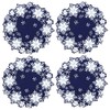 Simhomsen Set of 4 Embroidered Snowflakes Round Doily, Place-mats Round