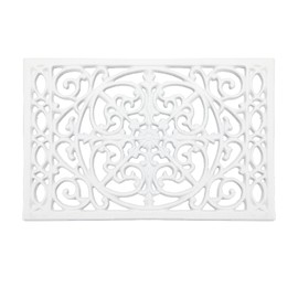 Sumnacon Cast Iron Trivet,9.6 x 6.3 Inch Metal Trivet with Rubber Feets,Heat Resistant Iron Trivet for Hot Dish Pot Pan Plate Teapot,Rustic Trivet Cast Iron for Kitchen Cooktop Dining Table,White