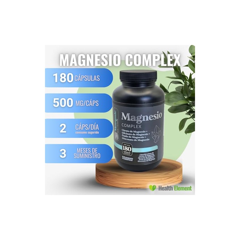 Magnesio Complex | 4 Magnesios Citrato, Glicinato, Gluconato y Óxido