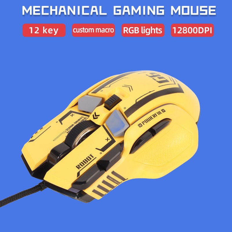 Wired Gaming Mouse 10 Button Macro Programmable 13 RGB Lighting