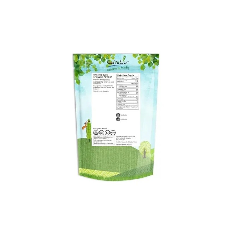 Polvo Orgánico De Espirulina Azul Food To Live 8 Oz