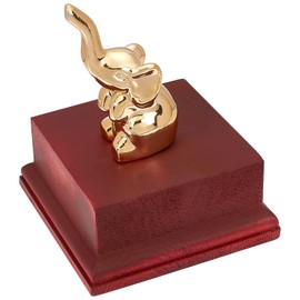 AHANDMAKER Square Wooden Pedestal Stand Display Base, 4.5 x 4.5 x 1.96 Inch Wooden Trophy Base, Wood Decorative Base Medals Diaplay Base for Collectibles Display Home Decoration, Dark Red