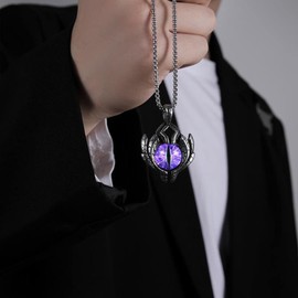 Wendalern Gothic Evil Eye Necklace Stainless Steel Box Chain Devil Eye Necklace Vintage Demon Skull Pendant Necklace Turkish Lucky Jewellery for Women Men