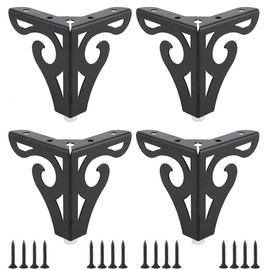 Set of 4 Cabinet Feet, DIY Table Legs, Metal Triangle Table Legs, Triangle Black Furniture Feet, 10 cm, with Screws, for Coffee Table, Dining Table, Bedside, Chairs, Cabinet and Sofa