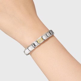 SWEETV CZ Diamond Gold Initial Italian Charms, Classic Compatible Modular Charms for Italian Charm Bracelet links, Letter M