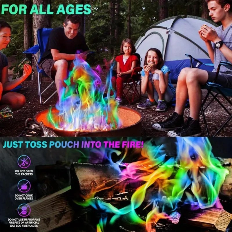 5PCS Fire Colour Changing Powder,Magical Flames,Magic Campfire Flam,Long-Lasting Fire Colour
