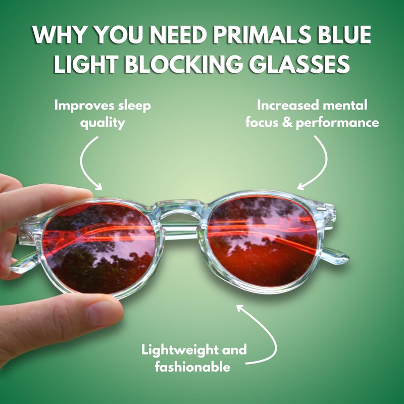PRIMALS Blue Light Blocking Glasses - Extra Strength - Blocks