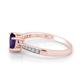 AFFY Simulated Alexandrite & White Cubic Zirconia Solitaire Heart Promise Ring 14k Rose Gold Over Sterling Silver Gift For Her Ring Size-4
