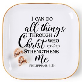 COZITED Christian Gifts for Women Faith Jewelry Dish - I Can Do All Things Through Christ Who Strengthens Me, Inspirational Religious Gifts for Women Birthday Christmas Mothers Day Catholic Gifts