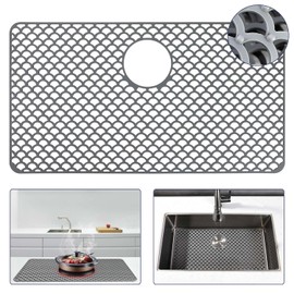 Snuggery Silicone Sink Protector - 28"x15" Rear Drain Hole, Heat Resistant Non-slip Dishwasher Suitable, Large Sink Mat for Farmhouse Kitchen