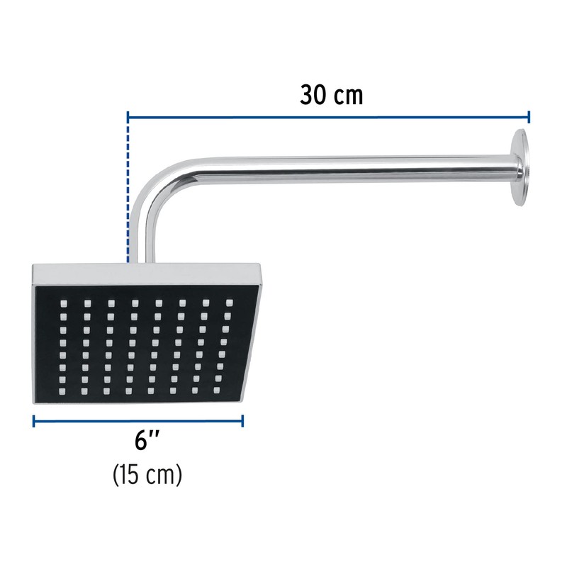 Foset Aqua R-404 Regadera cuadrada 6" acabado cromo con brazo