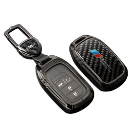SLAKNOK for Honda Key Fob Cover with Keychain,Real Carbon Fiber Zinc Alloy Protection Key Case Compatible with 2022 2023 Accord Civic HR-V CR-V Pilot Sport SI EX EX-L Touring Key shell Accessories