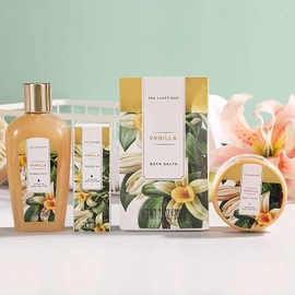 Spa Luxetique Gift Sets for Women - 15 Pcs Vanilla Scent Birthday Holiday Gifts Bath Baskets for Her