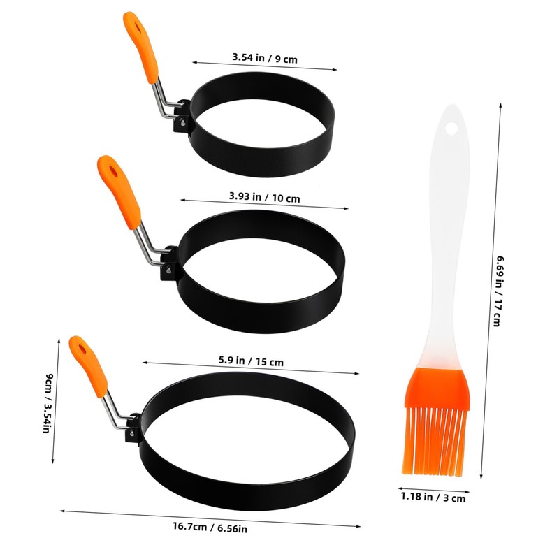 Ciieeo 6 Pcs Stainless Steel Egg Rings with Separator Brush