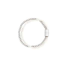 Breil, Magnetica System Collection Women's Bracelet with Two Chains Made of Steel and Natural Stones, Magnetic Clasp, Compatible with All Magnetic Elements, Gift Idea for Women, Stainless Steel,