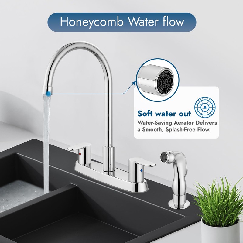 Cinwiny 8 Inch Centerset Kitchen Faucet for Sink 3 Hole