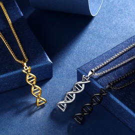 beautlace DNA Double Helix Chemistry Science Molecule Biology Necklace Silver Plated DNA Pendant Jewelry for Women KP0049W