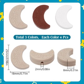 SUNNYCLUE 1 Box 12 Stück 3 Farben Mond Brennperlen Silikonperlen Set Weiche Gummi Abstandshalter Stiftperle Mit Blumenmuster Für Die Schmuckherstellung Halsketten Armbänder Schlüsselanhänger DIY Baste