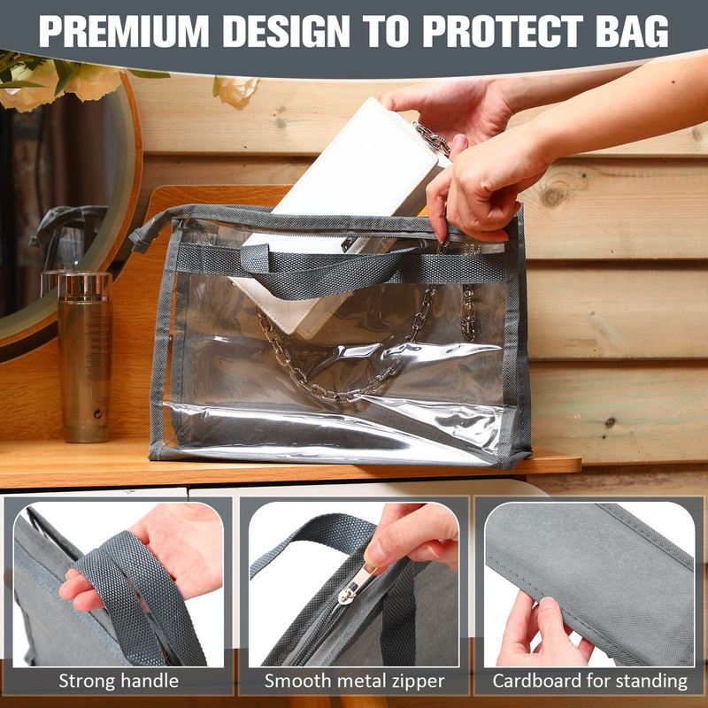 Chumia 20 Pack Dust Bags for Handbags Clear Handbag Storage