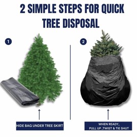 Plasticplace Christmas Tree Disposal and Storage Bag │ Fits Trees 9’ Tall │ 38" x 34" x 114", 1.5 MIL (Black)