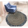 Homeroots 4' Blue And Beige Hand Woven Round Rug
