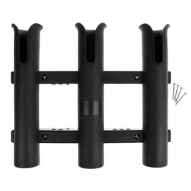 3 Compartment Fishing Rods Boat Rod Holder with 4 Piece Mounting Screws for Vertical Mounted Yachts or Boats (Black)