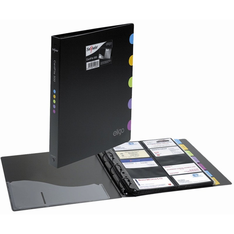 Snopake A4 Eligo Executive CardFile for 500 Business Cards –