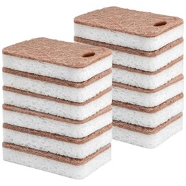Esponja para Trastes Natural 12 Piezas, Estropajo Resistente Sin Rayos, Secado Rápido Sin Olor, Esponja Ecológica para Limpieza de Cocina Multiusos