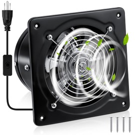 Yaocom 6 Inch Exhaust Fan 308 CFM Kitchen Ceiling Exhaust Fan with Switch Small Bathroom Potable Plug in Garage Damper for Window Shop, Smoking Room, Industrial Ventilation Use, Black