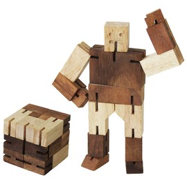Robot cube fully articulated transformable into an airplane, rocket and other numerous positions, puzzle game from 3 years old in solid wood to CE standards. Difficulty 1/6, French brand Le Délirant