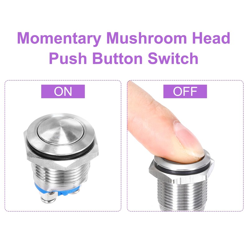 DMiotech 19mm / 3/4" Stainless Steel Momentary Push Button Switch