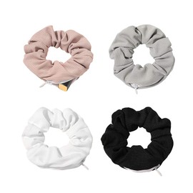 NNGT Pocket Hair Scrunchies Elastic Hidden Pocket Hair Ties Hair Bands with Zipper Pocket Storage for Putting Keys Small Items Women Girls Hair Accessories