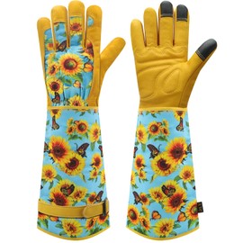 Gardening Gloves for Men and Women, Thorn Proof Garden Gloves, Long, Rose Gloves, Pruning Roses, Sheepskin Gardening Gloves with Forearm Protection, Leather Garden Gloves for Garden or Yard