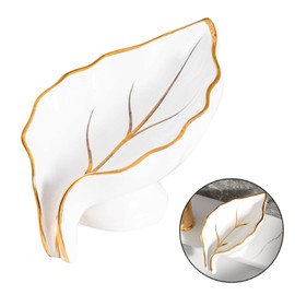 Ceramic Leaf Soap Dish, Soap Dish with Drain, Leaf Soap Dish, Self-Draining Soap Holder, Easy to Clean, Keep Soap Dry, for Kitchen, Bathroom, Counter, Shower