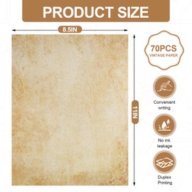 Joyberg 70PCS Vintage Paper 8.5 x 11 in Parchment Paper for Writing Letter writing paper, Decorative Printer Paper for Invitation, Letter, Resume, Award, Diploma, Art, Craft, Certificate Antique Paper