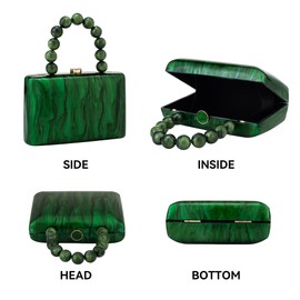 jessie Acrylic Purses Evening Clutch Bag Marbling Handbags for Women Cross Body Bag with Pearl Chain Formal Wedding Prom Party