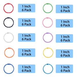 Juasky Binder Rings 1 Inch (60 Pack), Colorful Loose Leaf Rings, Metal Book Rings, Index Cards Rings for School, Home, Office