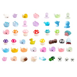 46PCS Mini Ocean Resin Animals, Aquarium Ornaments Decorations, Tiny Miniature Sea Animals Marine Miniature Animals for DIY Fish Tank/Easter Eggs/Christmas Decorations